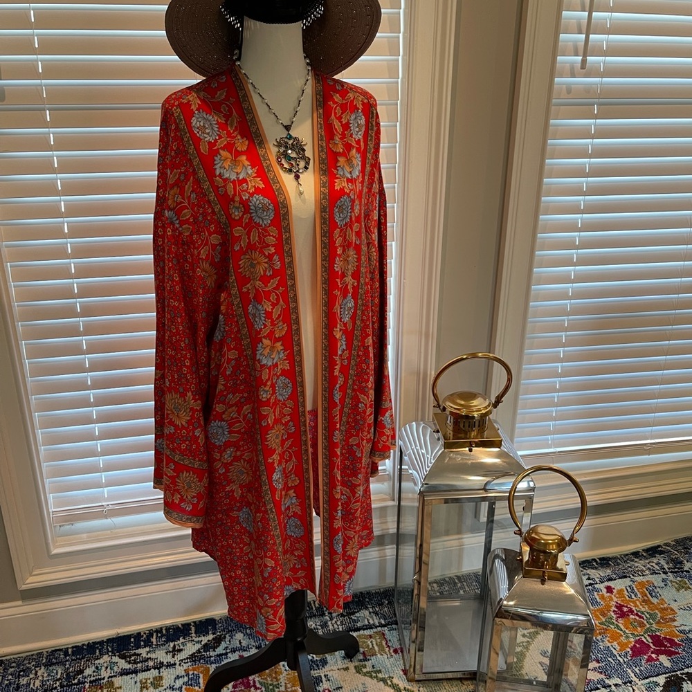 Red Multicolored Kimono Red Aztec Bohemian style kimono. Kimono only - Picture 8 of 15